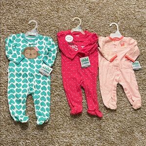 Child of Mine Teal, Pink, and Peach One Piece Footies